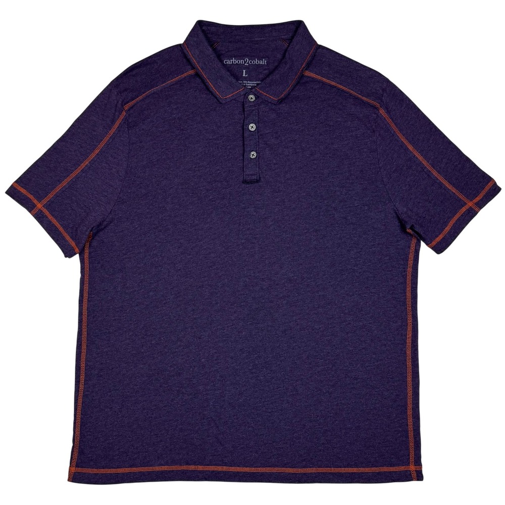 Carbon2Cobalt Polo Shirt Contrast Stitching Mens Large Purple Athleisure Sporty